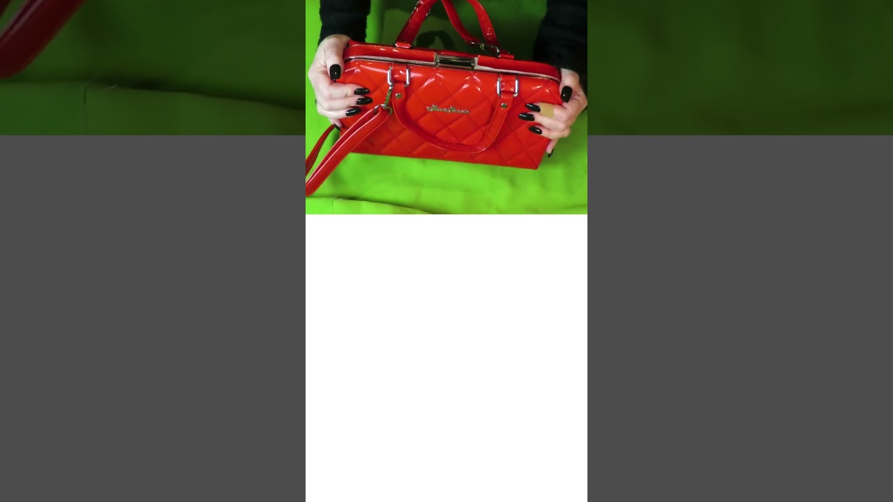 ASMR squeezing a patent leather bag 