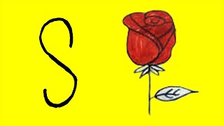 في دقيقة واحدة (S)كيف ترسم وردة من حرف ال- How to draw a rose from letter (S) in a minute
