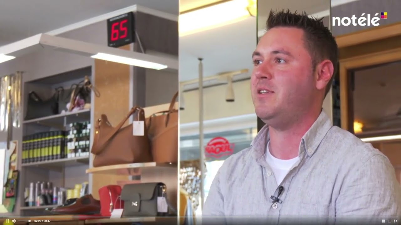 Reportage télévisé sur les grandes pointures. Homme & dame, Chaussures Raoul.