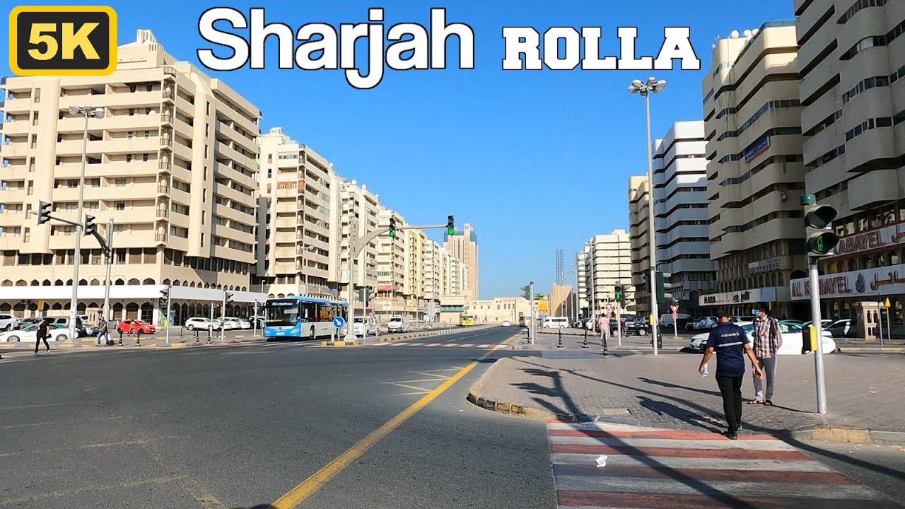 [5K] Sharjah 🇦🇪 Rolla , Bank street old Sharjah area complete walk tour