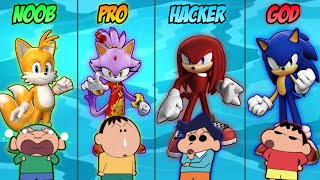 NOOB vs PRO vs HACKER vs GOD in Sonic Forces with shinchan and his friends😂 | shinchan become sonic😱