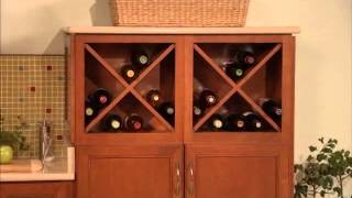 This classic wine storage cabinet provides both easy access for your wine, and a decorative accent for your kitchen.