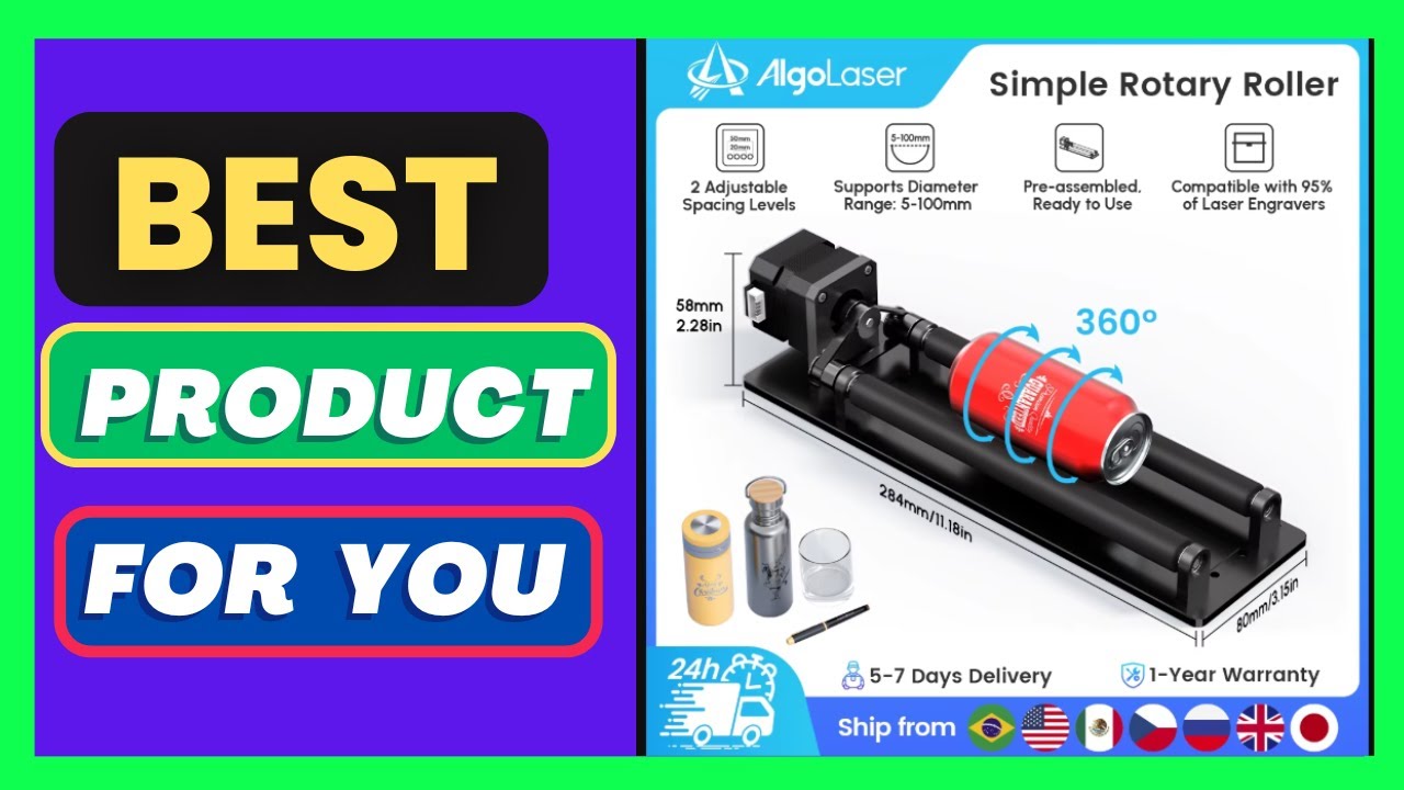 AlgoLaser ARR Laser Engraver Rotary Roller Y-Axis 360° Rotating