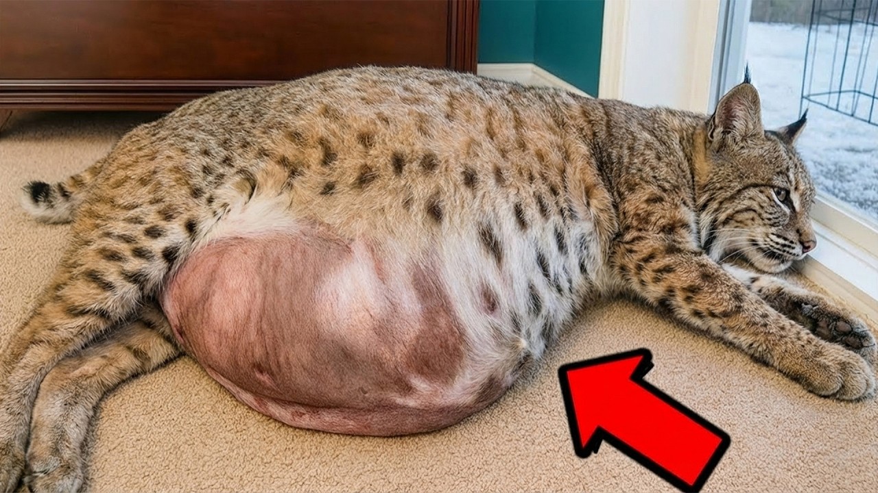 Pregnant bobcat shows up at couple's doorstep — Days Later, they have 7 bobcat kittens to care for