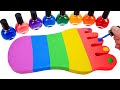 Satisfying Video l How To Make Rainbow Foot with Nail Polish &amp; Kinetic Sand Cutting ASMR #16