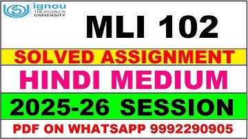 MLI 102 solved assignment 2025-26 in Hindi || mli 102 solved assignment 2026 || mli102 2025-26