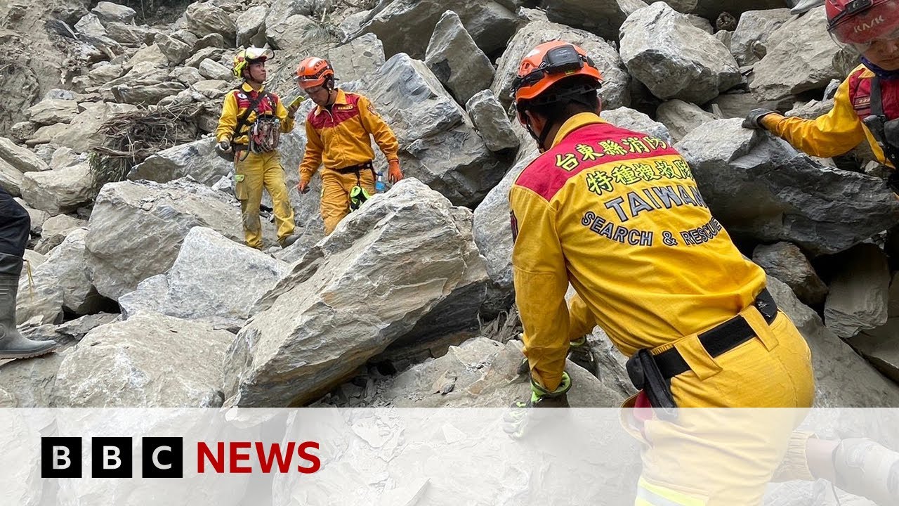 Emergency workers in Taiwan attempt to reach 600 people trapped by earthquake | BBC News