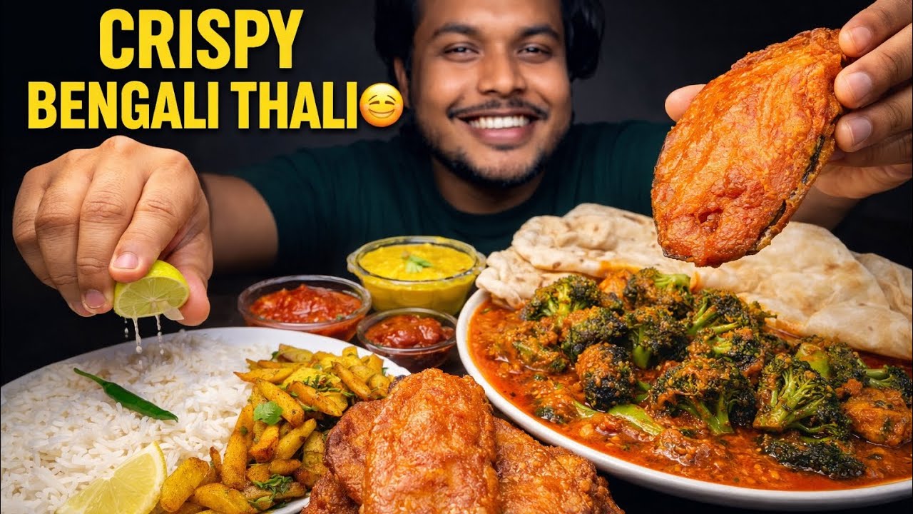 EATING DAL CHAWAL WITH ALOO BHAJA,BEGUNI(PAKODA) & RUMALI ROTI WITH GOBI(BROCCOLI) MASALA|SPICY SHOW