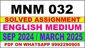 MNM 032 solved assignment 2024-25 | MNM 32 solved assignment in english 2023-24 | MNM 32 2024