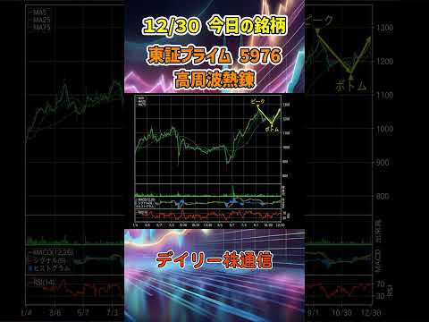 12月30日 今日の新高値ブレイク接近銘柄 高周波熱錬 東証プライム 5976 個別株 上昇銘柄チャート