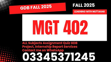 Mgt402 GDB  solution fall 2025