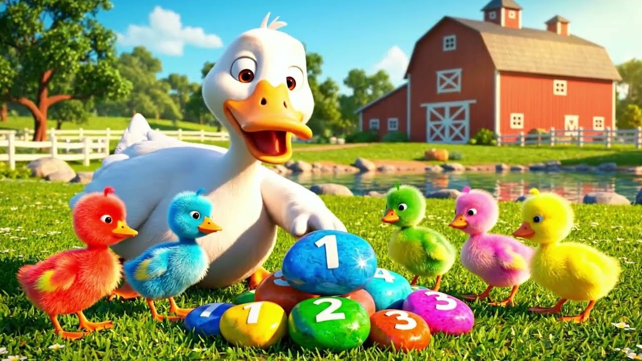 🎨🐤🎶 Five Little Ducks | Baby Learning Song with Colorful 3D Cartoon Ducks and Joyful Music