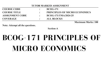📚 BCOG 171 Solved Assignment | Principles of Microeconomics | IGNOU 📚