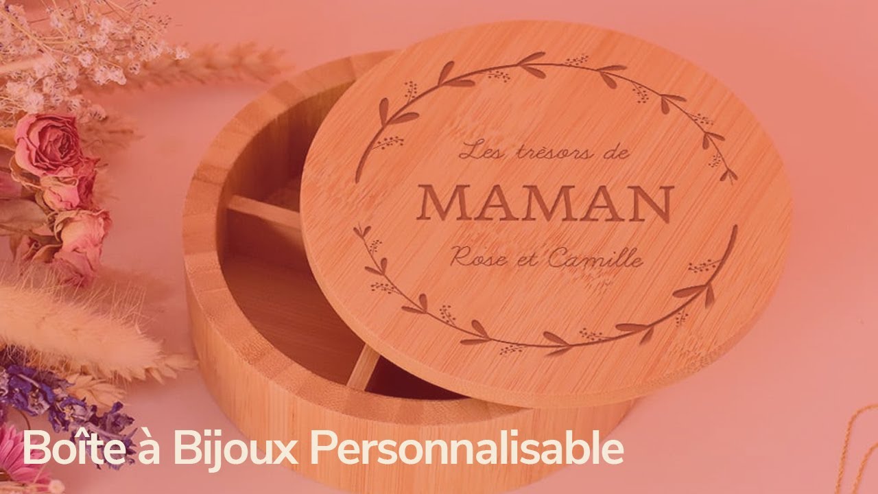 Boîte à bijoux bambou personnalisée - Les bijoux de - Ourson Câlin