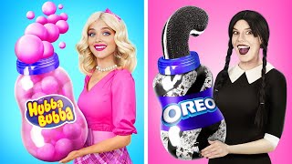 Wandinha Addams vs Barbie: Desafio Culinário | Batalha Culinária Rosa vs Preto por RATATA POWER