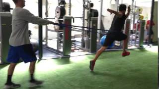 Bungee Resisted Posterior Lunge to Triple Extension