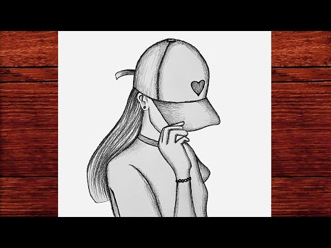 Kalpli Şapkalı Kız Çizimi - Kolay Şapkalı Güzel Bir Kız Çizimi - Çizim Mektebi Easy Girl Drawing indir
