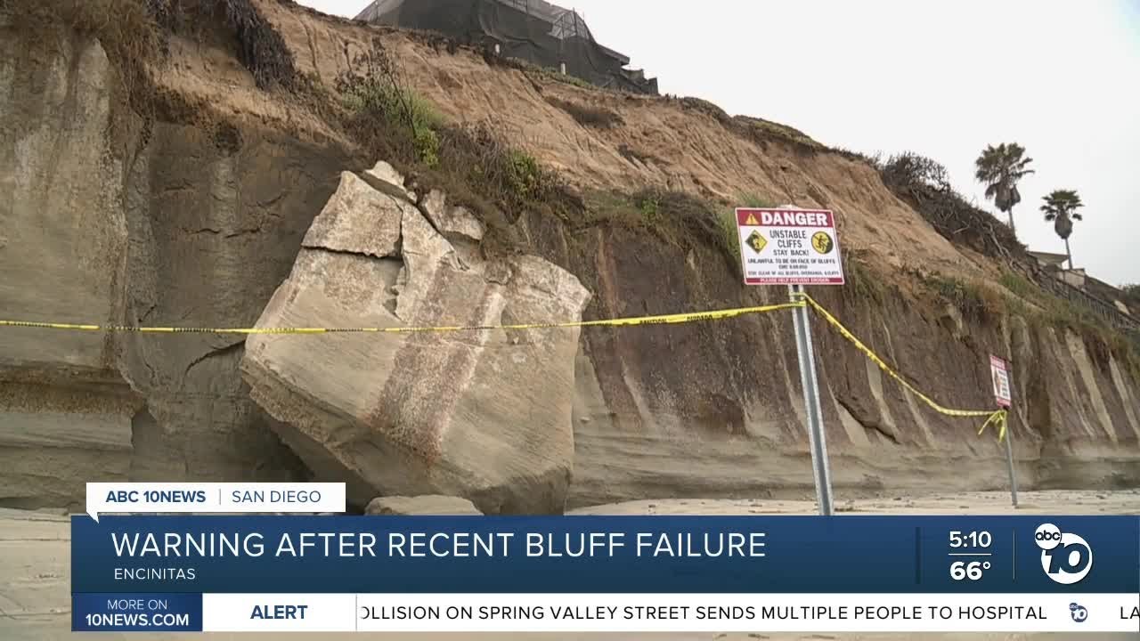 Warning after recent Encinitas bluff failure - YouTube