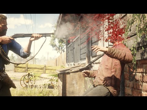 Red Dead Redemption 2 - Shotgun - Brutal Kills - Funny Moments - KillCams -  Ragdoll Physics - RDR2