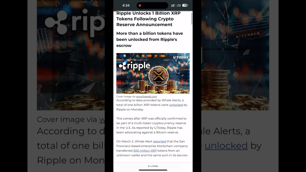 Ripple Unlocks 1 BILLION XRP After MAJOR Crypto Reserve Update! 🚨 (Ripple XRP News)