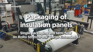 Versatile packaging machine for insulation panels (EPS, XPS, PUR, PIR)