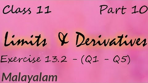 Plus One Maths |Limits and Derivatives|Exercise 13.2(Q1-Q5)|Malayalam
