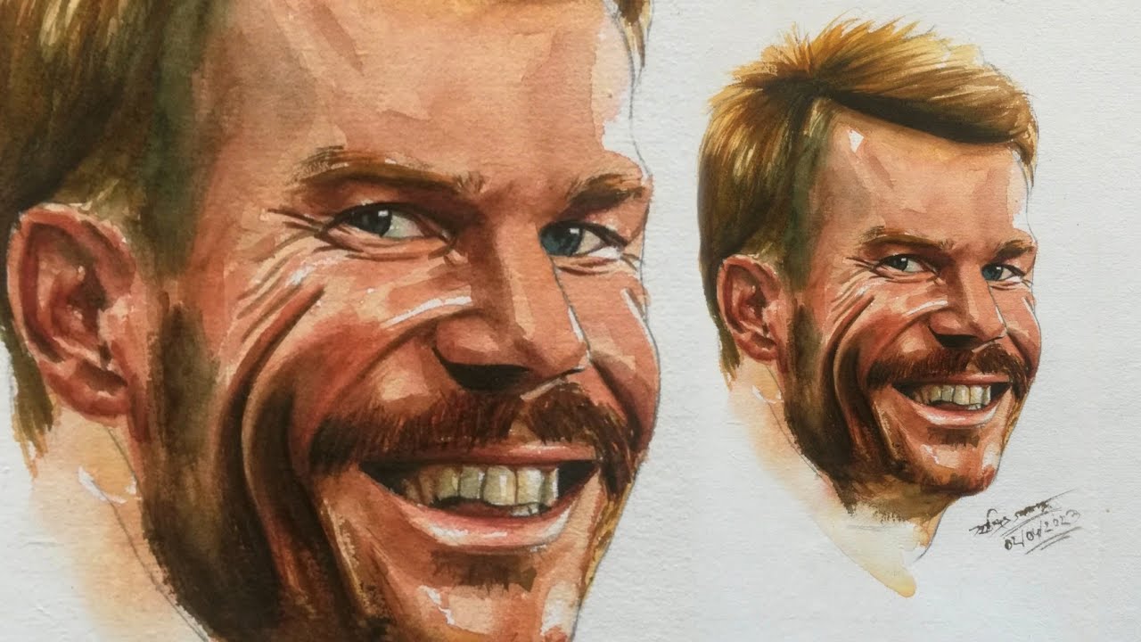 Watercolor Painting of David Warner ❤️ | Watercolor Drawing | Watercolor Portrait | Surajit Sarkar