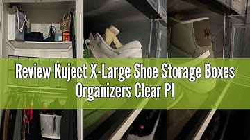 Review Kuject X-Large Shoe Storage Boxes Organizers Clear Plastic Stackable 12 Pack, Shoe Rack & Hol