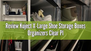 Review Kuject X-Large Shoe Storage Boxes Organizers Clear Plastic Stackable 12 Pack, Shoe Rack & Hol