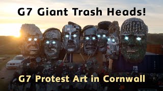 G7 Protest Art - G7 installation appears in Cornwall. 'Mount Recyclemore'