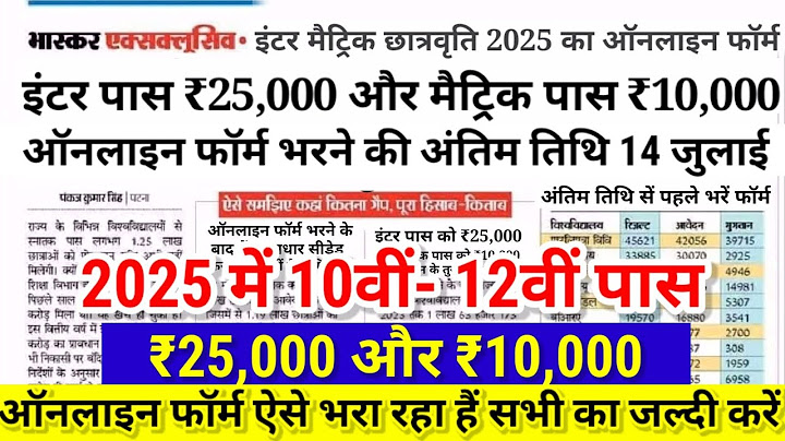 Inter Matric Pass Scholarship 2025 Online | Bihar Board 12th 10th pass scholarship 2025 Apply Online