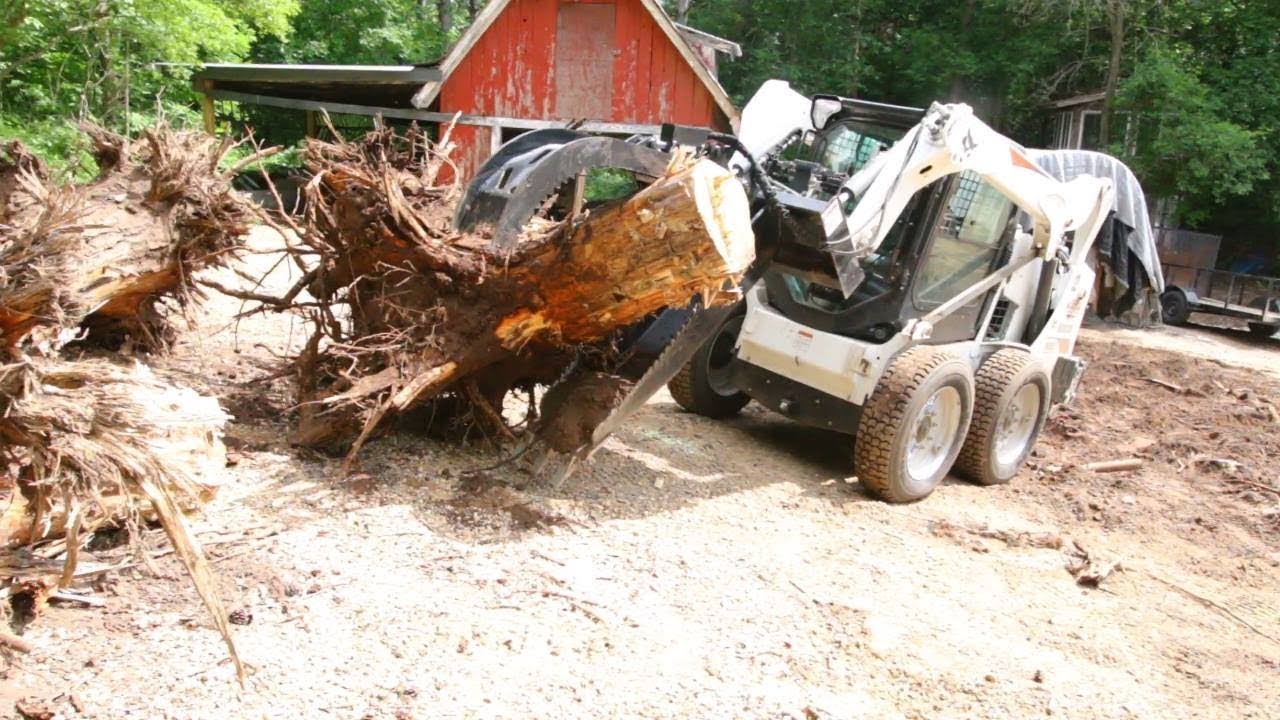 Stump Removal with Stump Grapple - YouTube