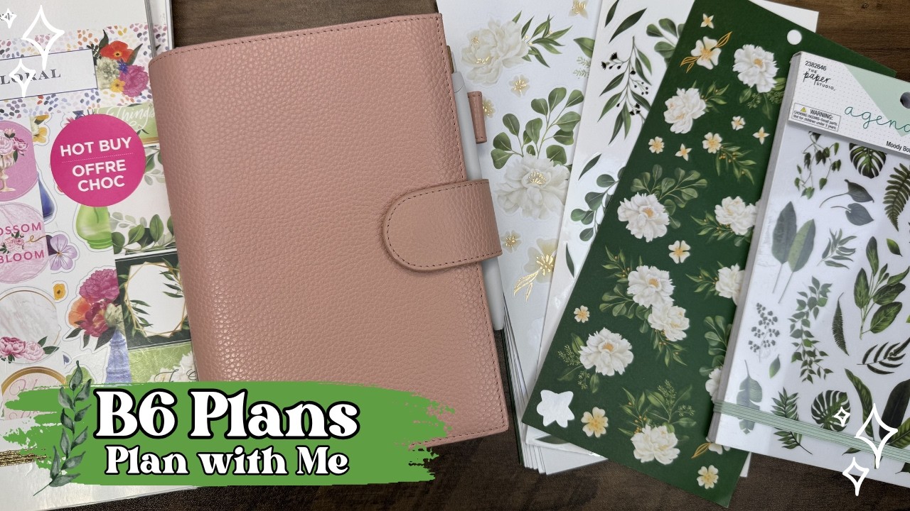 Horizontal B6 Plans - Decorate & Plan with Me - March Weekly Planner Setup - Green Floral Stickers