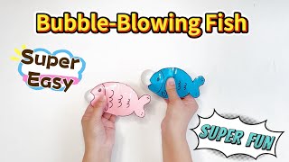 How to Make a Bubble-Blowing Fish with Balloons and Paper in 2 Min | Easy DIY Craft 超可愛！吐泡泡小魚氣球手作教學