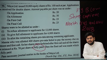 | north Gujarat University 2018 | financial accounting | FY semester 1 | share capital |