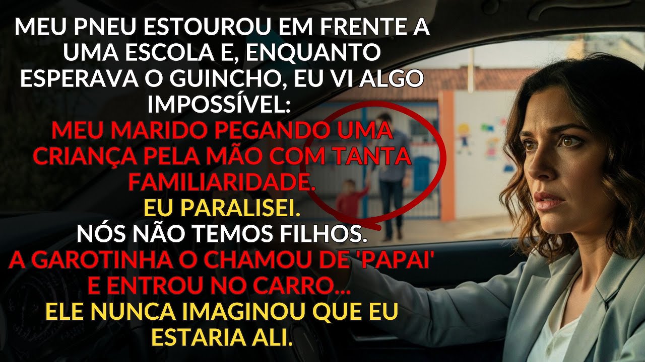Meu pneu furou em frente a uma escola. Vi meu marido com uma criança no colo — nós não temos filhos…