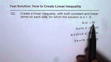 Q2 Write Linear Inequality for Given Solution With Linear and Constant Terms