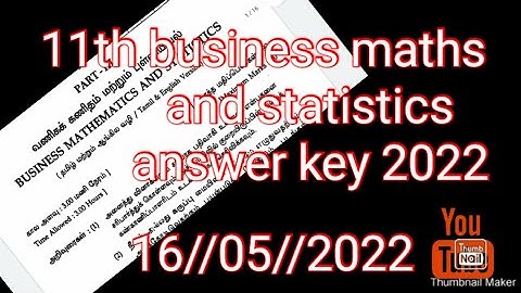 11th business maths and statistics question paper and answer key 2022