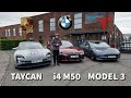 BMW i4 M50 Range & Charging test v Tesla Model 3 Performance & Porsche Taycan 4S in cold weather!
