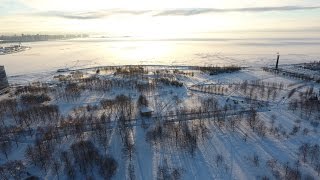 Парк 300-летия Санкт-Петербурга вид с высоты зимой