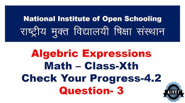 NIOS Class 10th Mathematics (Check Your Progress 4.2 Question -3)