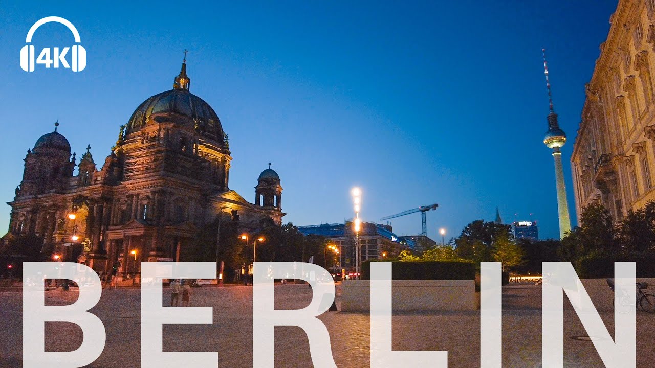 Berlin Night Cycling in Mitte Summer night 2021 4K, Humboldt Forum, Gendarmenmarkt, Friedrichstraße