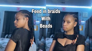6 short feed in braids with beads on natural hair