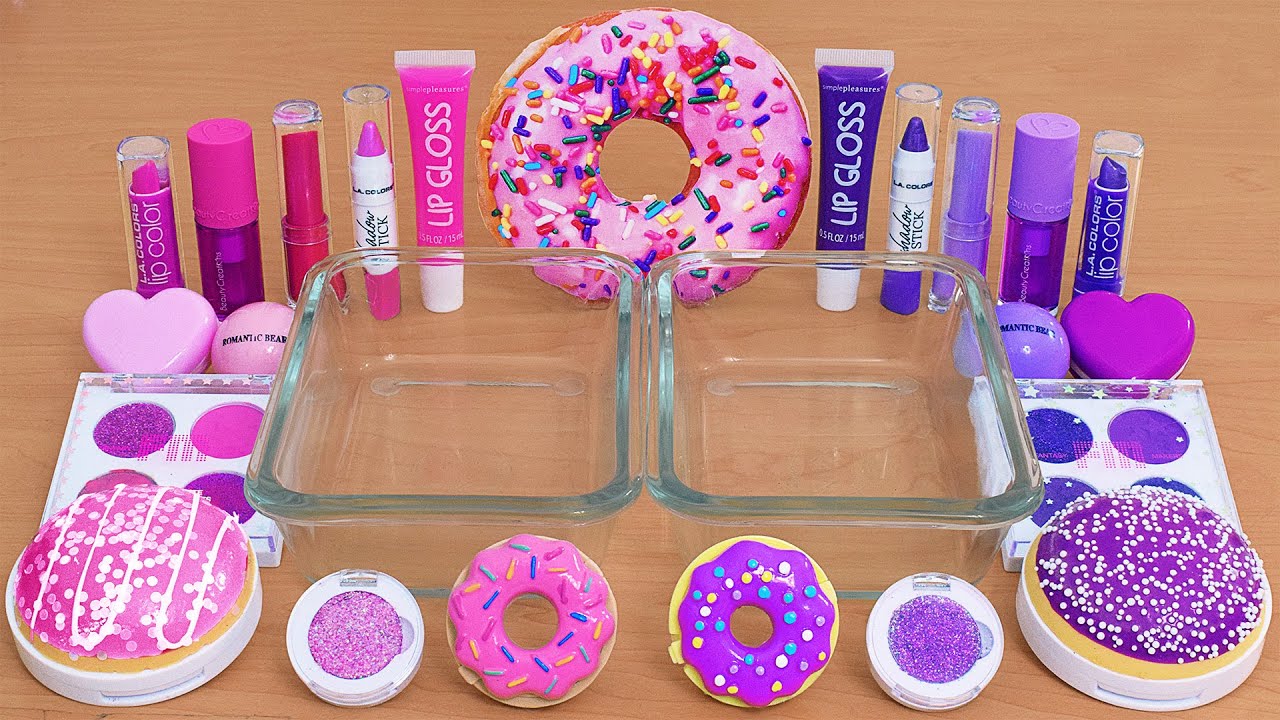 Pink vs Purple - Mixing Makeup Eyeshadow Into Slime ASMR