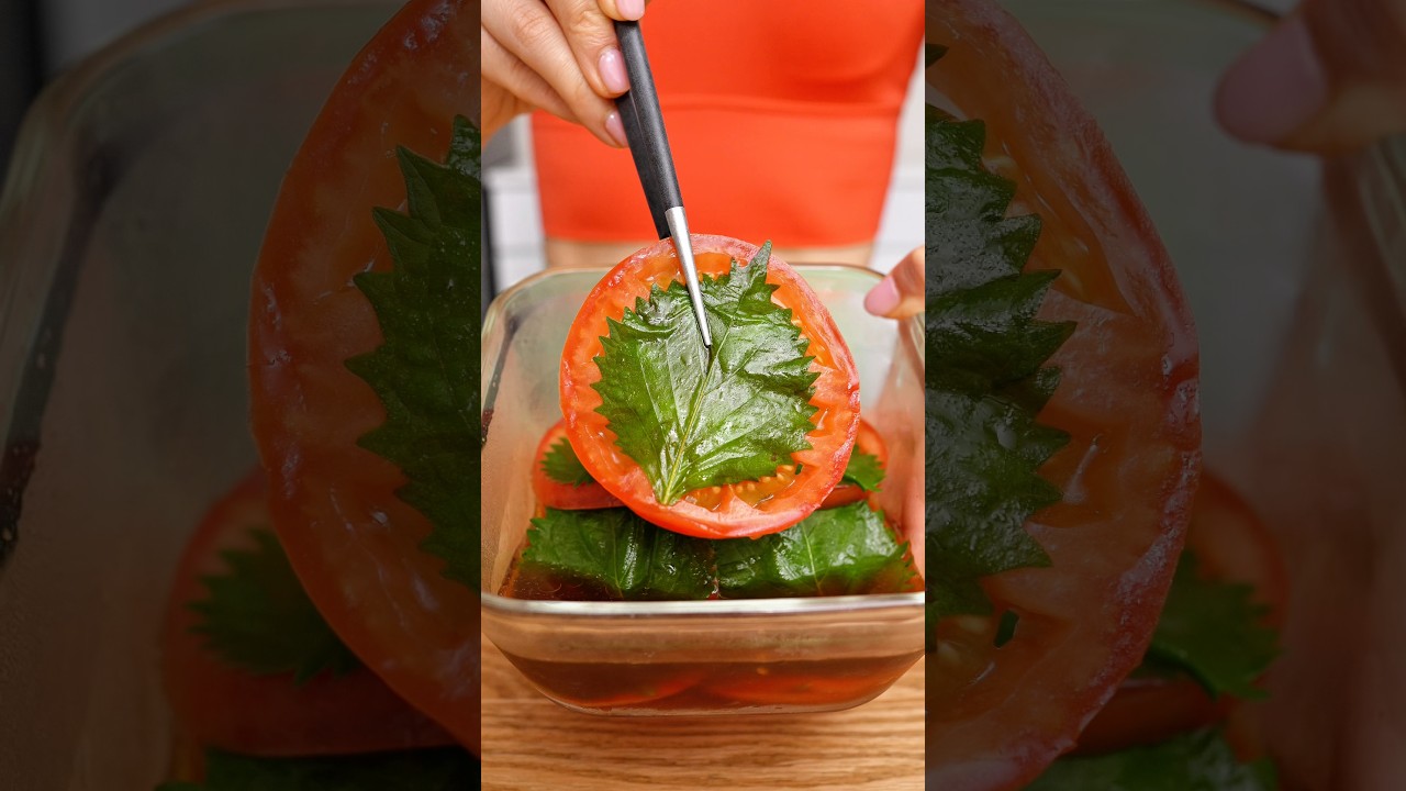 トマトと大葉の脂肪燃焼漬け大量生産🍅❤️🔥切って漬けるだけ!