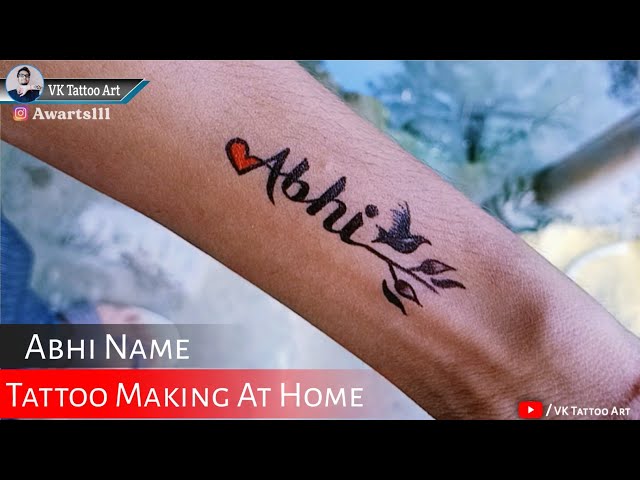 Abhi ❤️ name tattoo design @skytattoos111 . . To book appointment or  enquiry you can call/ whatsapp Contact No: 898332152 9172281521... |  Instagram