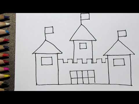 Kids Draw a Big Castle House Drawing,Painting & Colouring Step by Step for  kids, Toddlers Video - YouTube