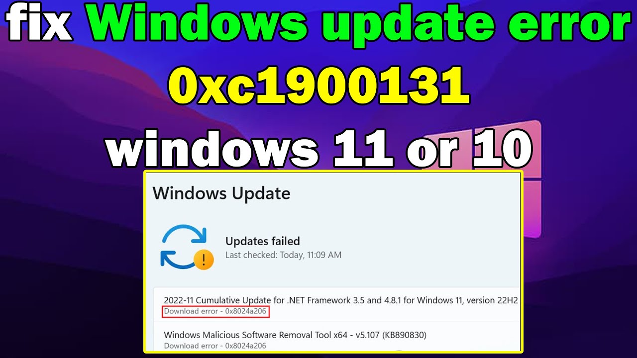 How to fix Windows update error 0xc1900131 windows 11 or 10 - YouTube