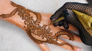 Latest very beautiful intricate henna design//easy and quick minimal henna tutorial step by step#art