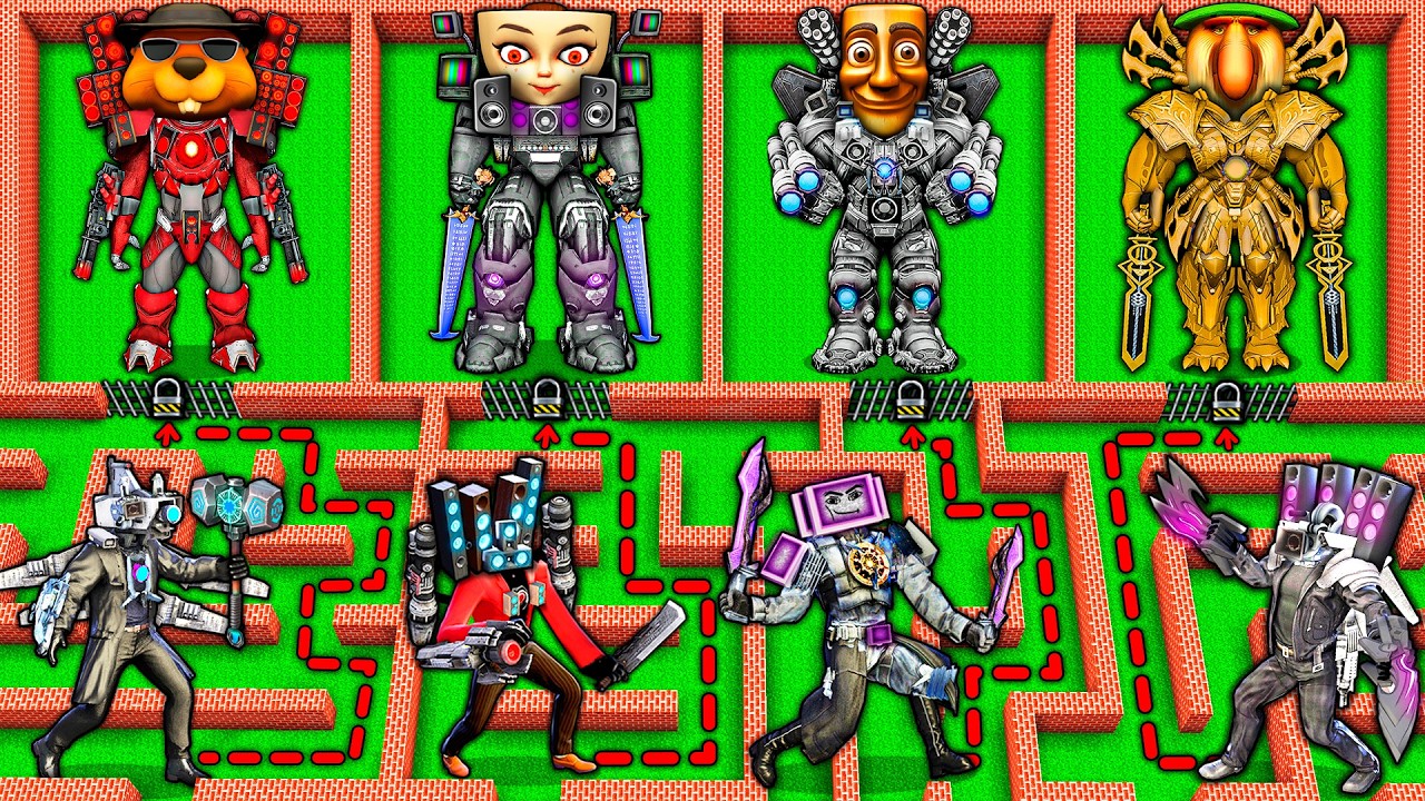 CHOOSE the RIGHT BRAINROT UPGRADE for TV MAN TITAN in SURVIVAL MAZE in MINECRAFT animation